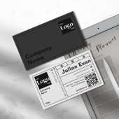 モダンはっきりしたタイポグラフィ白黒QRコード 名刺