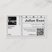 モダンはっきりしたタイポグラフィ白黒QRコード 名刺 (正面)