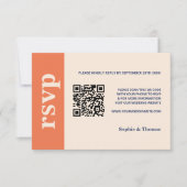 モダンはっきりしたタイポグラフィ結婚オレンジダスティブルー 出欠カード (正面)
