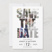 モダンはっきりしたタイポグラフィ結婚写真 セーブザデート (正面)