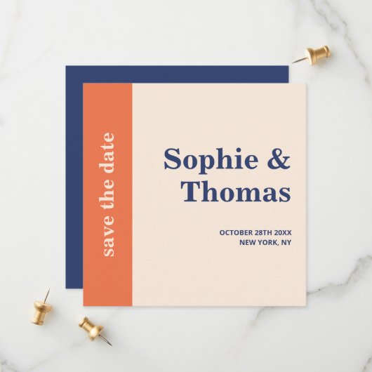 モダンはっきりしたタイポグラフィ結婚式の日付の保存 セーブザデート (正面/裏面インサイチュ)