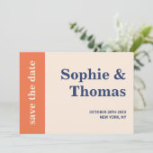 モダンはっきりしたタイポグラフィ結婚式の日付の保存 招待状 (スタンド正面)