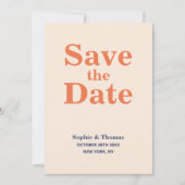 モダンはっきりしたタイポグラフィ結婚式の日付の保存 招待状 (正面)