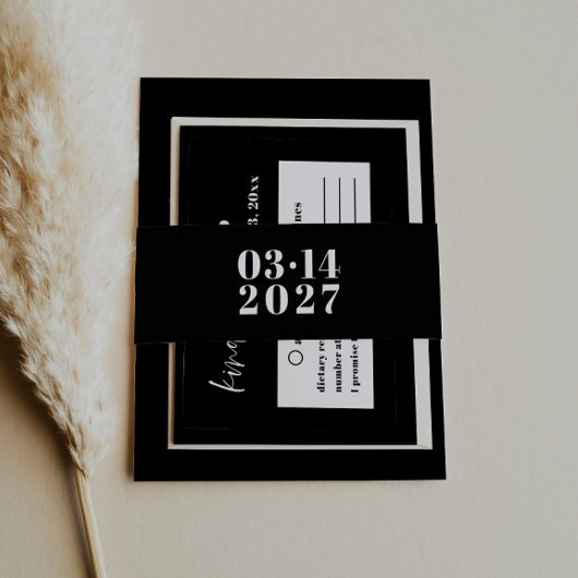 モダンはっきりしたタイポグラフィ結婚式招待状 招待状ベリーバンド