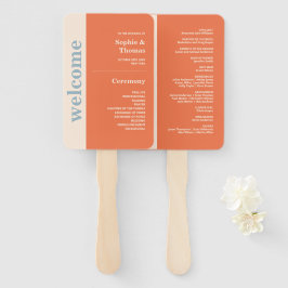 モダンはっきりしたタイポグラフィ結婚式 プログラム ハンドファン