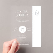 モダンはっきりしたタイポグラフィ結婚白 アクリル招待状 (インサイチュ (ポータブル))