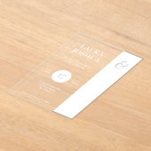 モダンはっきりしたタイポグラフィ結婚白 アクリル招待状 (レイダウン)