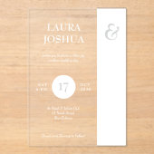 モダンはっきりしたタイポグラフィ結婚白 アクリル招待状 (正面)