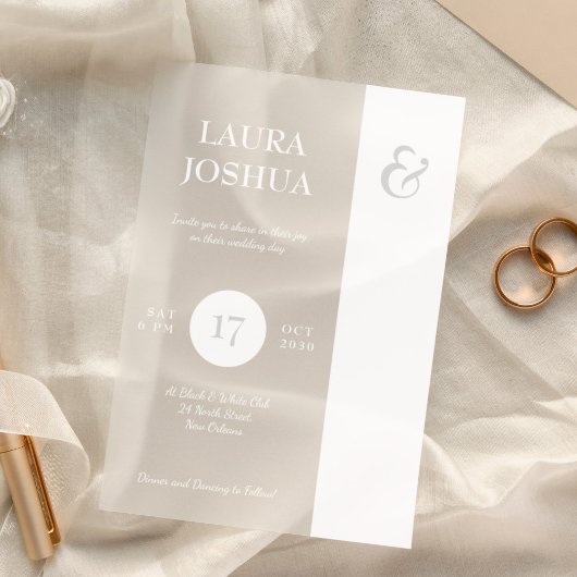 モダンはっきりしたタイポグラフィ結婚白 アクリル招待状