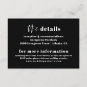 モダンはっきりしたタイポグラフィ結婚詳細カード エンクロージャーカード (正面)