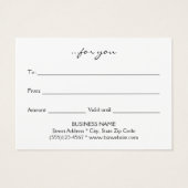 モダンはっきりしたタイポグラフィ金箔ギフトカード (裏面)