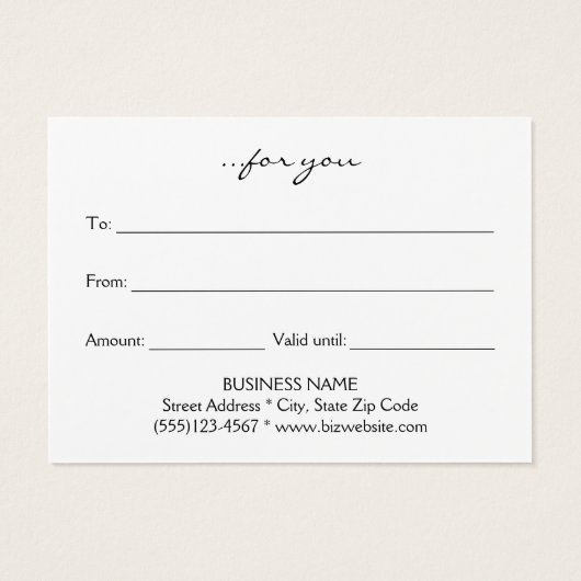 モダンはっきりしたタイポグラフィ金箔ギフトカード (裏面)