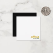 モダンはっきりしたタイポグラフィ黒金ゴールド ノートカード (正面/裏面インサイチュ)