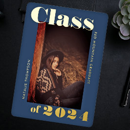 モダンはっきりしたタイポグラフィ2024年卒業党海軍 箔招待状