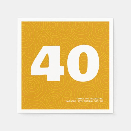 モダンはっきりしたタイポグラフィ40歳の誕生日パーティー スタンダードカクテルナプキン (正面)