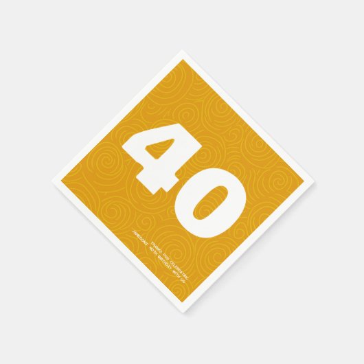 モダンはっきりしたタイポグラフィ40歳の誕生日パーティー スタンダードカクテルナプキン (角)