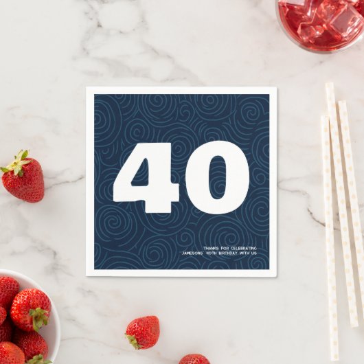 モダンはっきりしたタイポグラフィ40歳の誕生日パーティー スタンダードカクテルナプキン (インサイチュ)