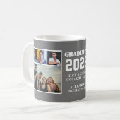 モダンはっきりしたタイポグラフィ4 Photo Collage卒業 コーヒーマグカップ (正面左)