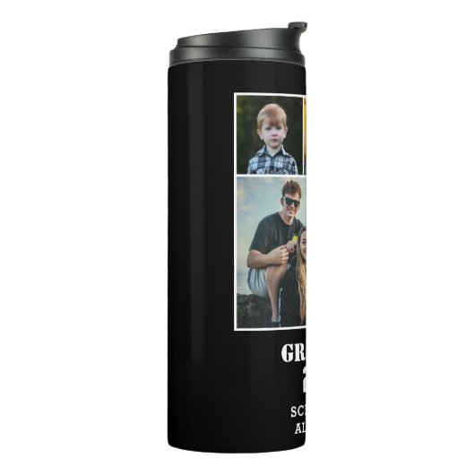 モダンはっきりしたタイポグラフィ4 Photo Collage卒業 タンブラー (回転左)