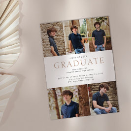 モダンはっきりしたタイポグラフィ5 Photo Collage卒業 案内状