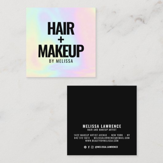 モダンはっきりしたタイポグラフィ スクエア名刺 (正面/裏面)