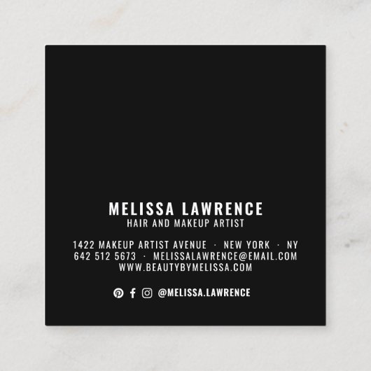 モダンはっきりしたタイポグラフィ スクエア名刺 (裏面)