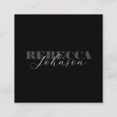 モダンはっきりしたタイポグラフィ・スクリプトミニマル白黒 スクエア名刺 (正面)