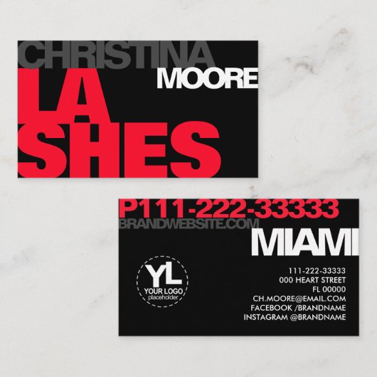 モダンはっきりしたタイポグラフィ・スクリプト・ロゴ・テンプレートクール 名刺 (正面/裏面)