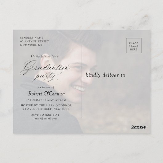 モダンはっきりしたタイポグラフィ ポストカード (裏面)