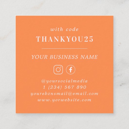 モダンはっきりしたタイポグラフィ 割引カード (裏面)