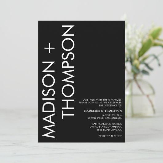 モダンはっきりしたタイポグラフィ 招待状 (スタンド正面)