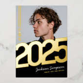 モダンはっきりしたタイポグラフィ 箔招待状 (正面)