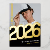 モダンはっきりしたタイポグラフィ 箔招待状 (正面)