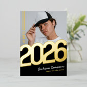 モダンはっきりしたタイポグラフィ 箔招待状 (立ち正面)