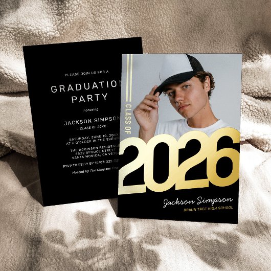 モダンはっきりしたタイポグラフィ 箔招待状