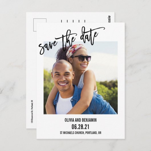 モダンはっきりしたタイポグラフィchic日付はがき保存 ポストカード (正面/裏面)