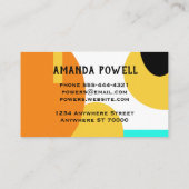 モダンはっきりしたターコイズ及びオレンジ 名刺 (裏面)