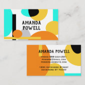 モダンはっきりしたターコイズ及びオレンジ 名刺 (正面/裏面)