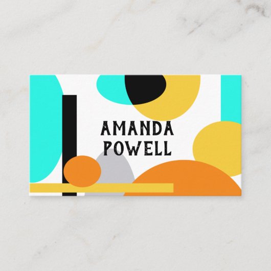 モダンはっきりしたターコイズ及びオレンジ 名刺 (正面)