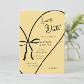 モダンはっきりしたハート弓フォトウェディング日付を保存 招待状 (スタンド正面)