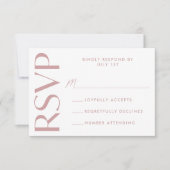 モダンはっきりしたバラ結婚タイポグラフィ 出欠カード (正面)