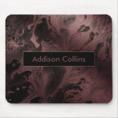 モダンはっきりしたバラ金ゴールドとブラックマーブル名 マウスパッド (正面)