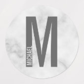 モダンはっきりしたパーソナライズされたモノグラムと名前ラベル ラベル (デザイン2)