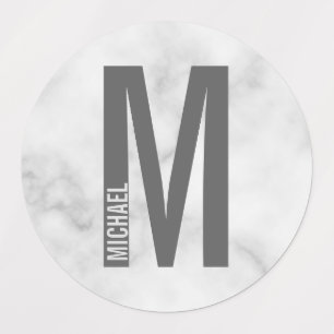 モダンはっきりしたパーソナライズされたモノグラムと名前ラベル ラベル