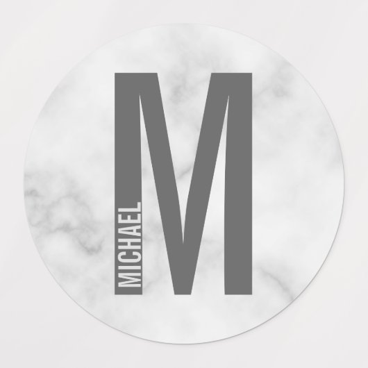 モダンはっきりしたパーソナライズされたモノグラムと名前ラベル ラベル (デザイン1)