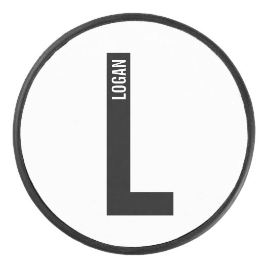 モダンはっきりしたパーソナライズされたモノグラム名 アイスホッケーパック (正面)