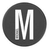 モダンはっきりしたパーソナライズされたモノグラム名 アイスホッケーパック (正面)