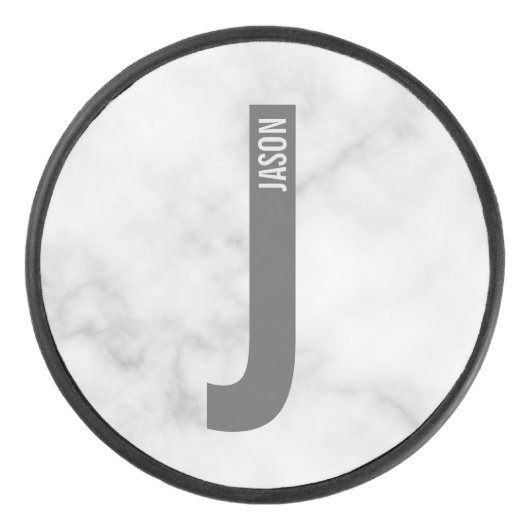 モダンはっきりしたパーソナライズされたモノグラム名 アイスホッケーパック (正面)