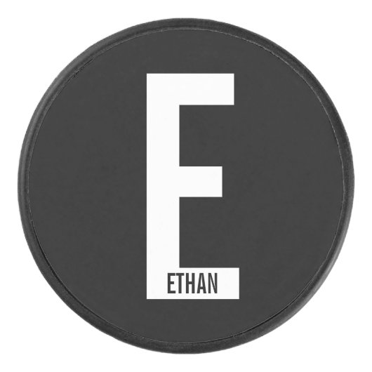 モダンはっきりしたパーソナライズされたモノグラム名 アイスホッケーパック (正面)