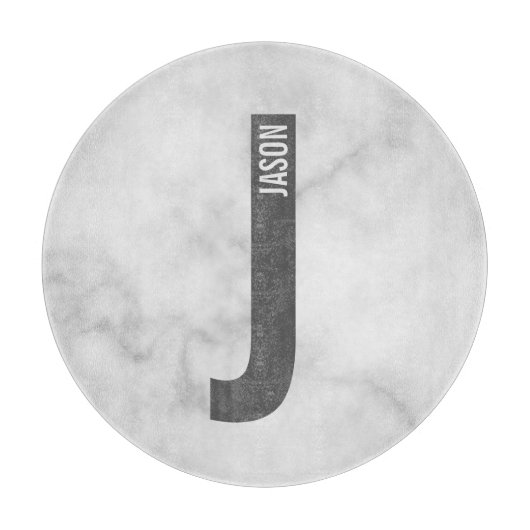 モダンはっきりしたパーソナライズされたモノグラム名 カッティングボード (正面)